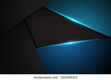 Abstract metallic blue black frame layout modern tech design template background - Vector