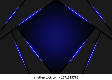 Abstract metallic blue black frame layout modern tech design template background