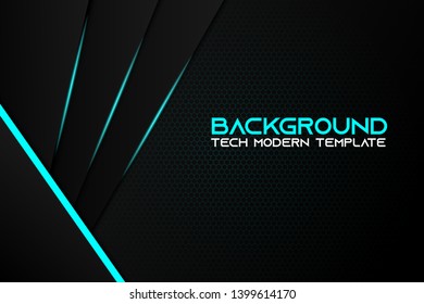 Abstract metallic blue black frame layout modern tech design template