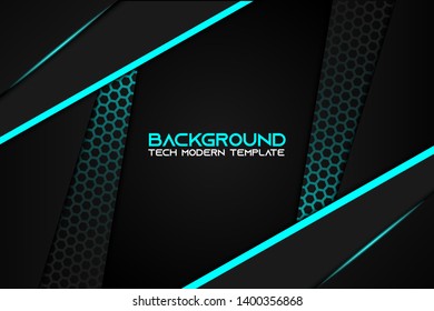 Abstract metallic blue black frame layout modern tech design template