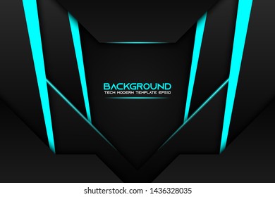 Abstract metallic blue black frame layout modern tech design template