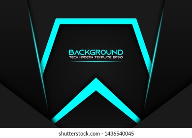 Abstract metallic blue black frame layout modern tech design template