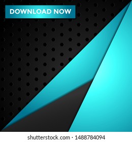 Abstract metallic blue black frame layout modern tech design template background. Trendy gradient shapes composition. Eps 10 vector