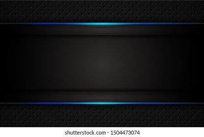 Abstract metallic blue and black frame layout design tech innovation concept geometric background. Can use for wallpaper, poster, brochure, cover, banner, advertising, corporate. Layer on for text