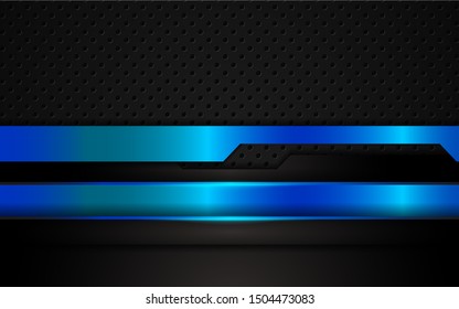 Abstract metallic blue and black frame layout design tech innovation concept geometric background. Can use for wallpaper, poster, brochure, cover, banner, advertising, corporate. Layer on for text