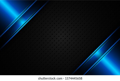 Abstract metallic blue and black frame design innovation technology concept layout background. Vector template for use element cover, banner, wallpaper, presentation, flyer