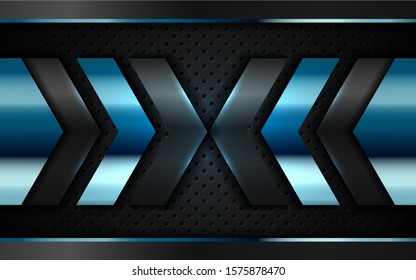 Abstract metallic blue and black frame design innovation technology concept layout background. Vector template for use element cover, banner, wallpaper, presentation, flyer