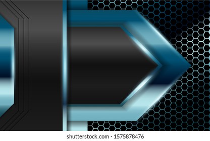 Abstract metallic blue and black frame design innovation technology concept layout background. Vector template for use element cover, banner, wallpaper, presentation, flyer