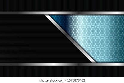 Abstract metallic blue and black frame design innovation technology concept layout background. Vector template for use element cover, banner, wallpaper, presentation, flyer