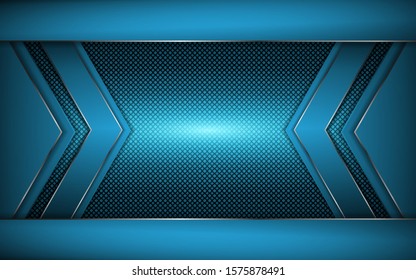 Abstract metallic blue and black frame design innovation technology concept layout background. Vector template for use element cover, banner, wallpaper, presentation, flyer