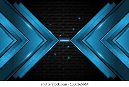 Abstract metallic blue and black frame design innovation technology concept layout background. Vector template for use element cover, banner, wallpaper, presentation, flyer