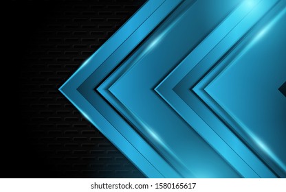 Abstract metallic blue and black frame design innovation technology concept layout background. Vector template for use element cover, banner, wallpaper, presentation, flyer