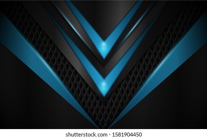 Abstract metallic blue and black frame design innovation technology concept layout background. Vector template for use element cover, banner, wallpaper, presentation, flyer