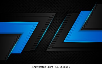 Abstract metallic blue and black on hexagon pattern, frame design innovation technology concept layout background. Vector template for use element cover, banner, wallpaper, presentation, flyer