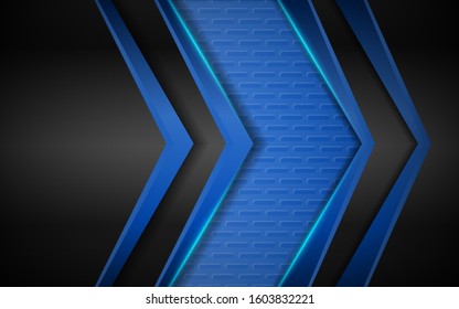 Abstract metallic blue and black shapes innovation technology background concept. Vector design template for use element sport cover, game banner, automotive wallpaper, presentation, cyber theme