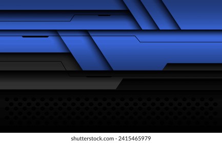 Abstract metallic blue light grey cyber black line design modern futuristic technology background vector illustration.