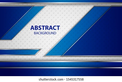 Abstract metallic blue and silver  frame layout design tech innovation concept geometric background. Can use for wallpaper, poster, brochure, cover, banner, advertising, corporate