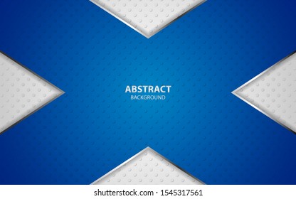 Abstract metallic blue and silver  frame layout design tech innovation concept geometric background. Can use for wallpaper, poster, brochure, cover, banner, advertising, corporate