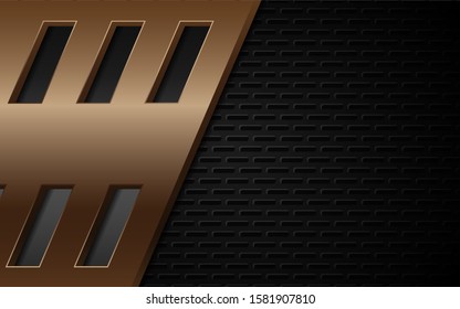 Abstract metallic brown and black frame design innovation technology concept layout background. Vector template for use element cover, banner, wallpaper, presentation, flyer