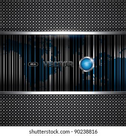 Abstract metallic business vector design template with world map.Brochure