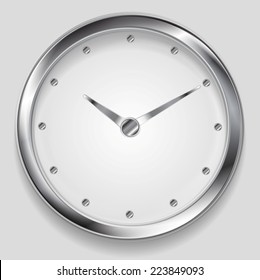 Abstract metallic clock design. Vector background