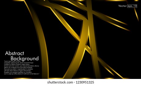 abstract metallic gold black frame layout modern tech design template background