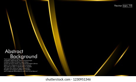 abstract metallic gold black frame layout modern tech design template background