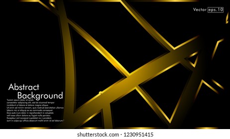 abstract metallic gold black frame layout modern tech design template background