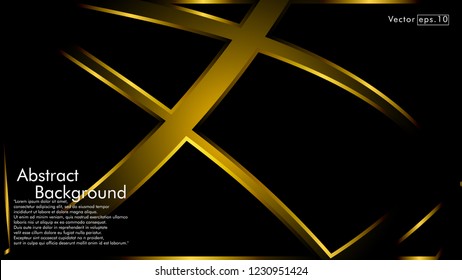 abstract metallic gold black frame layout modern tech design template background