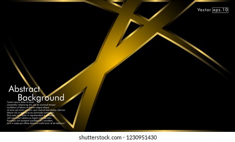 abstract metallic gold black frame layout modern tech design template background
