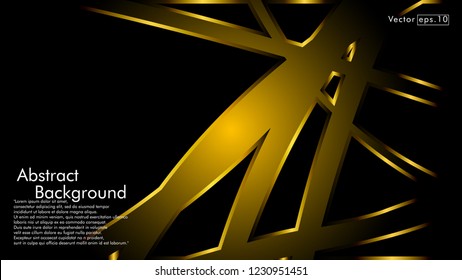 abstract metallic gold black frame layout modern tech design template background