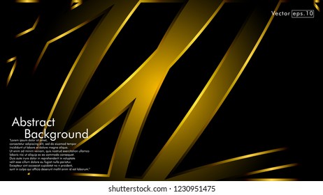 abstract metallic gold black frame layout modern tech design template background