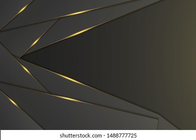 Abstract metallic gold black frame layout modern tech design template background. Trendy gradient shapes composition. Eps 10 vector