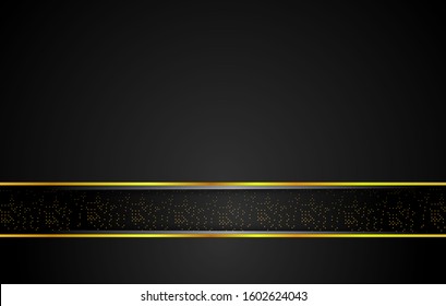 abstract metallic Gold color black frame layout design tech innovation concept background.