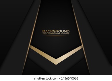 Abstract metallic golden black frame layout modern tech design template