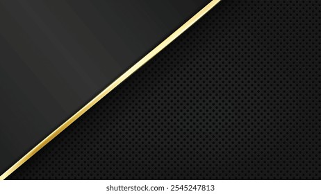 Abstract metallic golden shiny color black frame with striped on dark background.