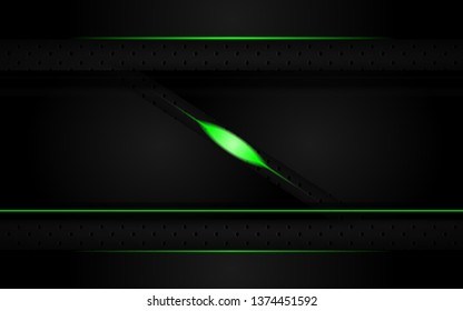 Abstract metallic green and black frame layout design tech innovation concept background for wallpaper, brochure, cover, banner, advertising corporate. layer on for text and background design