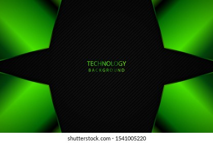 Abstract metallic green and black frame layout design tech innovation concept geometric background. Can use for wallpaper, poster, brochure, cover, banner, advertising, corporate.