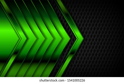 Abstract metallic green and black frame layout design tech innovation concept geometric background. Can use for wallpaper, poster, brochure, cover, banner, advertising, corporate.