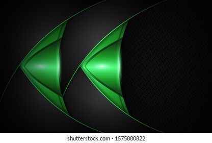 Abstract metallic green and black frame design innovation technology concept layout background. Vector template for use element cover, banner, wallpaper, presentation, flyer