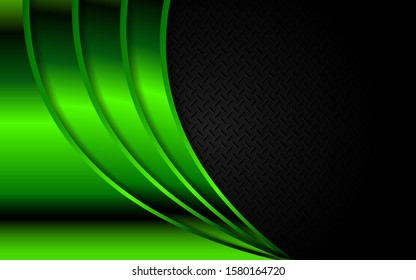 Abstract metallic green and black frame design innovation technology concept layout background. Vector template for use element cover, banner, wallpaper, presentation, flyer