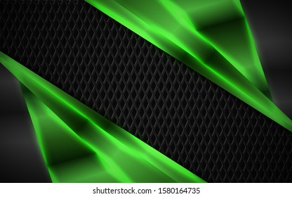Abstract metallic green and black frame design innovation technology concept layout background. Vector template for use element cover, banner, wallpaper, presentation, flyer