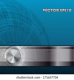 Abstract metallic grid background blue
