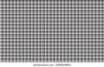 Abstract Metallic Grid Pattern with 3D Raised Cube Effect in Black, White, and Silver Tones