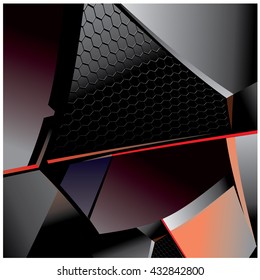 Abstract metallic with hexagon background, vector illustration and design