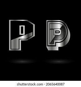 Abstract Metallic Letter P Illustration