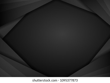 abstract metallic modern black frame design innovation concept layout background. Technology background with metallic banner. Dark abstract background. Vector illustration EPS 10.