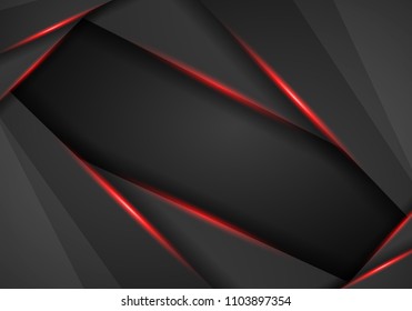Abstract Metallic modern Red black frame design innovation concept layout background. Technology background with metallic banner. Dark abstract background. Vector illustration EPS 10.
