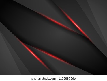 Abstract Metallic modern Red black frame design innovation concept layout background. Technology background with metallic banner. Dark abstract background. Vector illustration EPS 10.