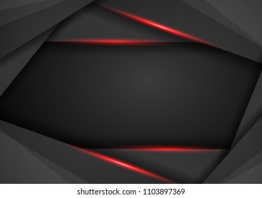 Abstract Metallic modern Red black frame design innovation concept layout background. Technology background with metallic banner. Dark abstract background. Vector illustration EPS 10.